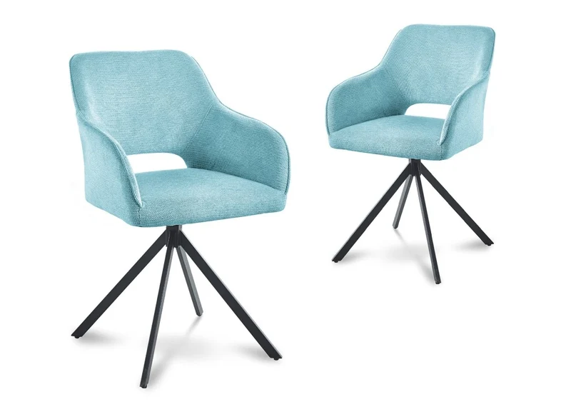 Set di 2 sedie girevoli di design in velluto verde acqua CIEL