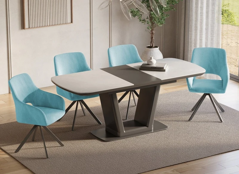 Set di 2 sedie girevoli di design in velluto verde acqua CIEL
