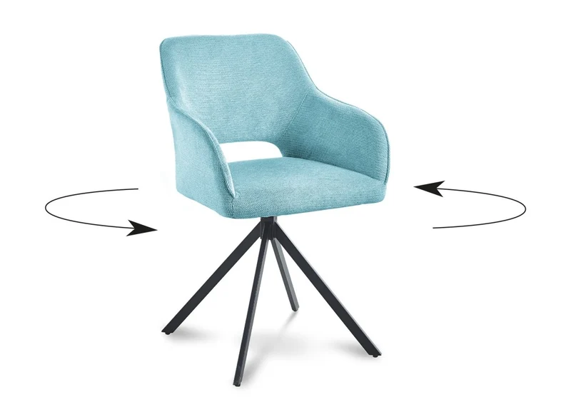 Set di 2 sedie girevoli di design in velluto verde acqua CIEL