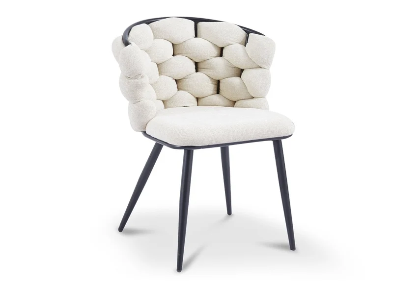 Set di 2 sedie in tessuto beige con gambe in metallo nero CECILE