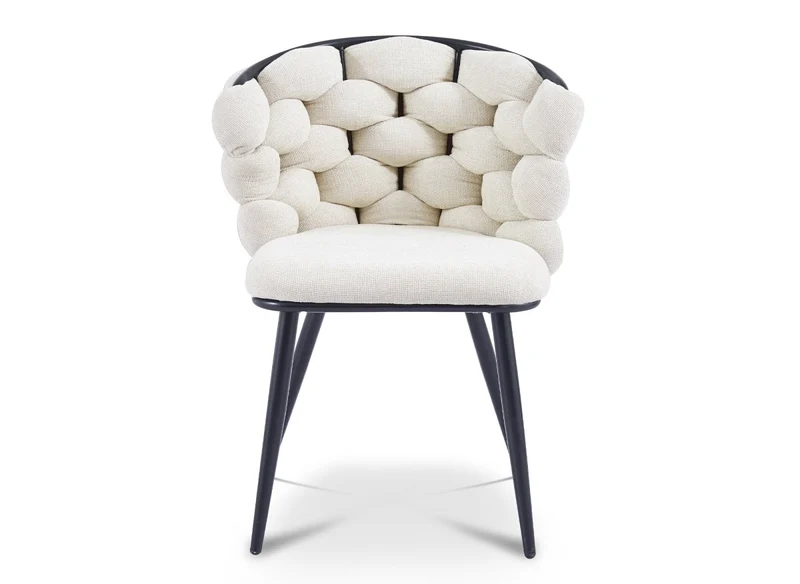 Set di 2 sedie in tessuto beige con gambe in metallo nero CECILE
