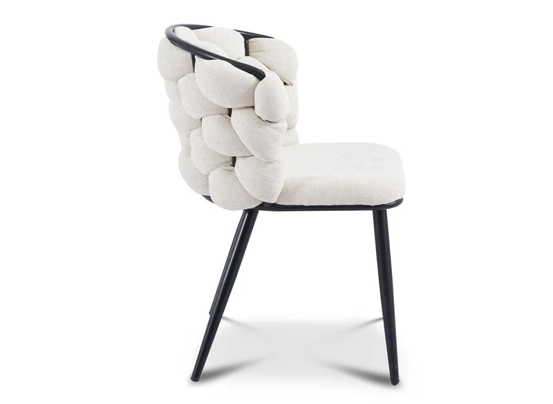 Set di 2 sedie in tessuto beige con gambe in metallo nero CECILE