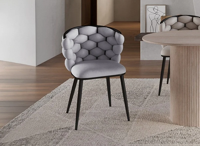Set di 2 sedie in velluto grigio con gambe in metallo nero CECILE