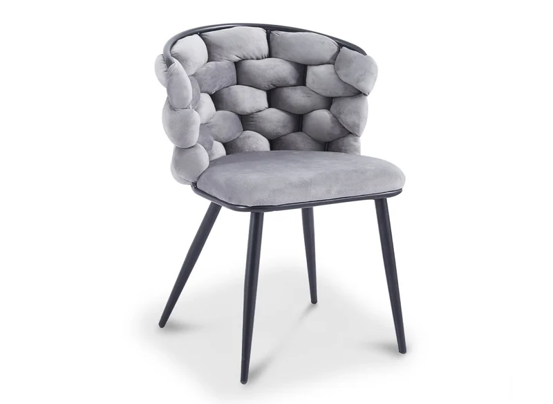 Set di 2 sedie in velluto grigio con gambe in metallo nero CECILE