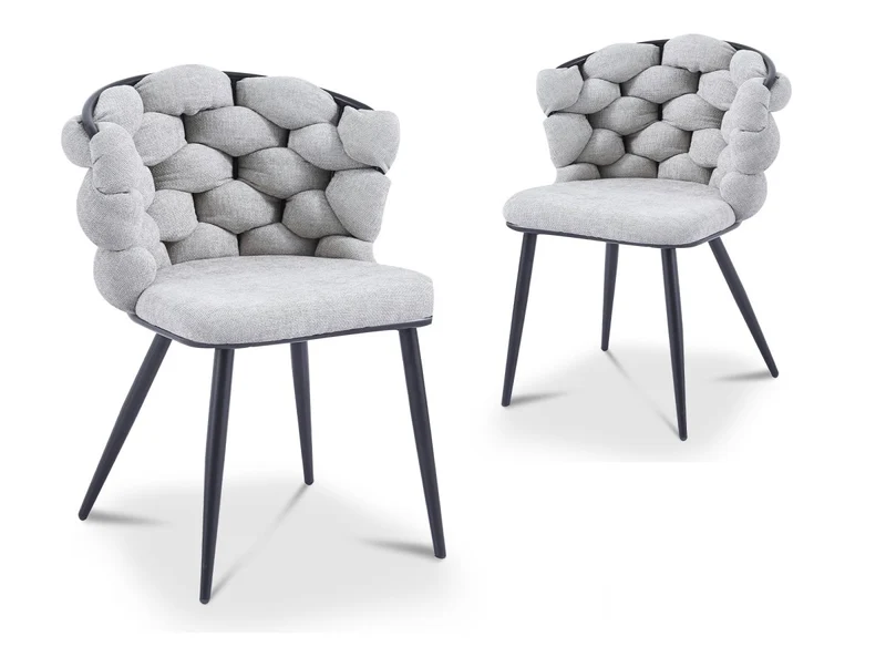 Set di 2 sedie in tessuto grigio con gambe in metallo nero CECILE