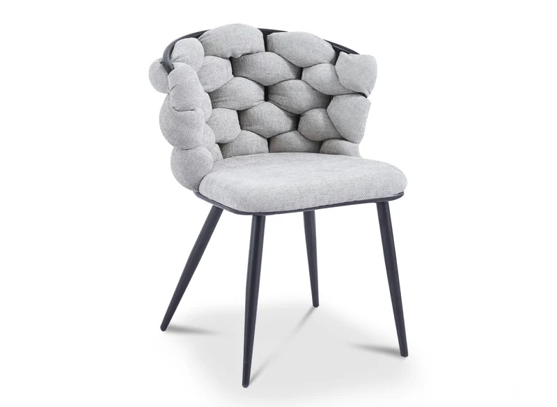 Set di 2 sedie in tessuto grigio con gambe in metallo nero CECILE