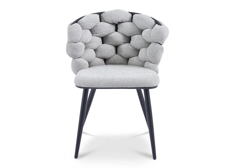 Set di 2 sedie in tessuto grigio con gambe in metallo nero CECILE