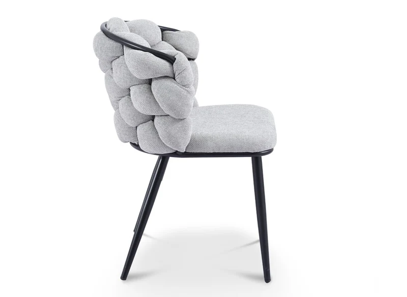 Set di 2 sedie in tessuto grigio con gambe in metallo nero CECILE