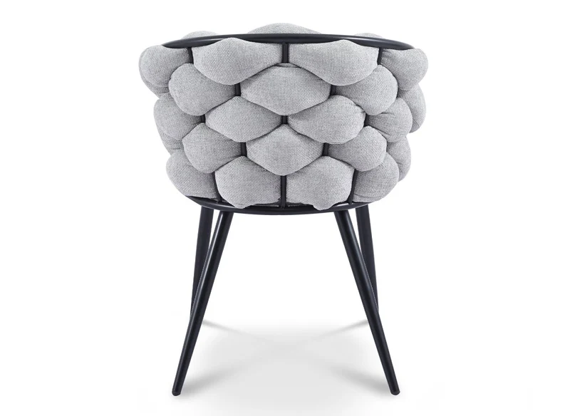 Set di 2 sedie in tessuto grigio con gambe in metallo nero CECILE