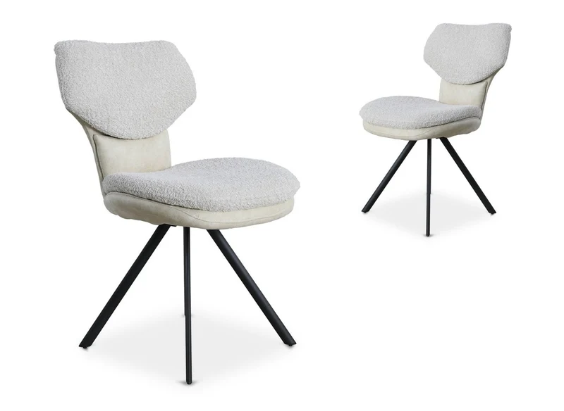 Set di 2 sedie di design in tessuto spugna beige MILIA