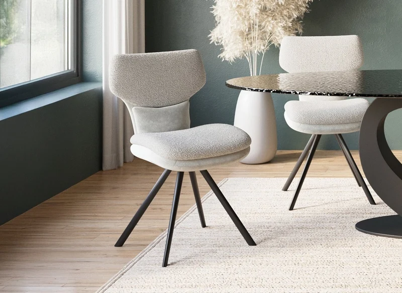 Set di 2 sedie di design in tessuto spugna beige MILIA