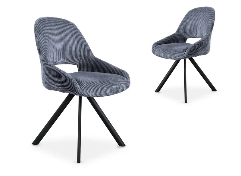 Set di 2 sedie di design in velluto a coste grigio SYRA