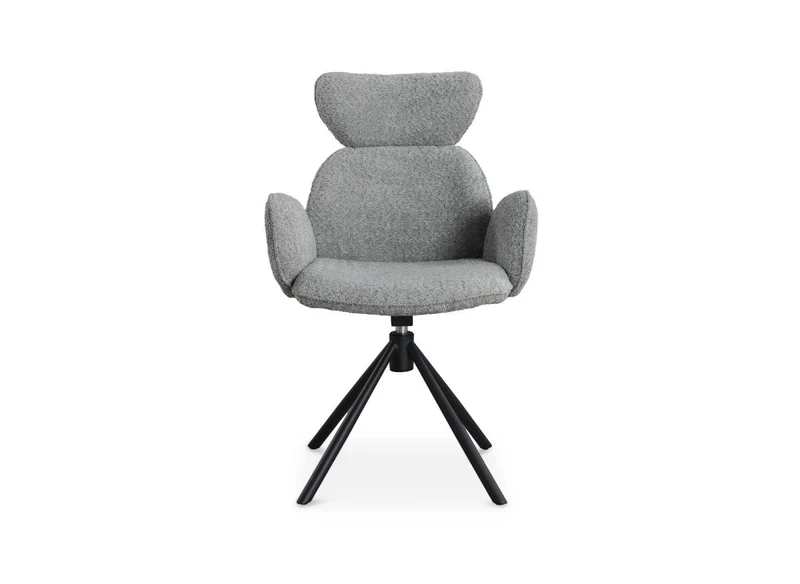 Set di 2 sedie girevoli con braccioli in tessuto effetto montone grigio MAGY