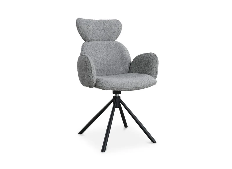 Set di 2 sedie girevoli con braccioli in tessuto effetto montone grigio MAGY