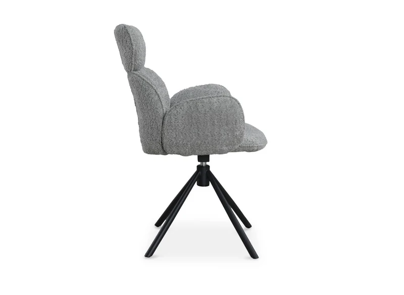 Set di 2 sedie girevoli con braccioli in tessuto effetto montone grigio MAGY