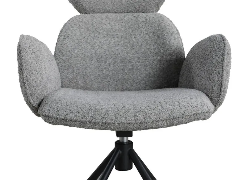 Set di 2 sedie girevoli con braccioli in tessuto effetto montone grigio MAGY