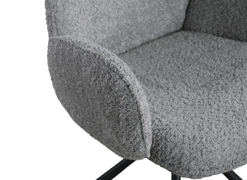 Set di 2 sedie girevoli con braccioli in tessuto effetto montone grigio MAGY
