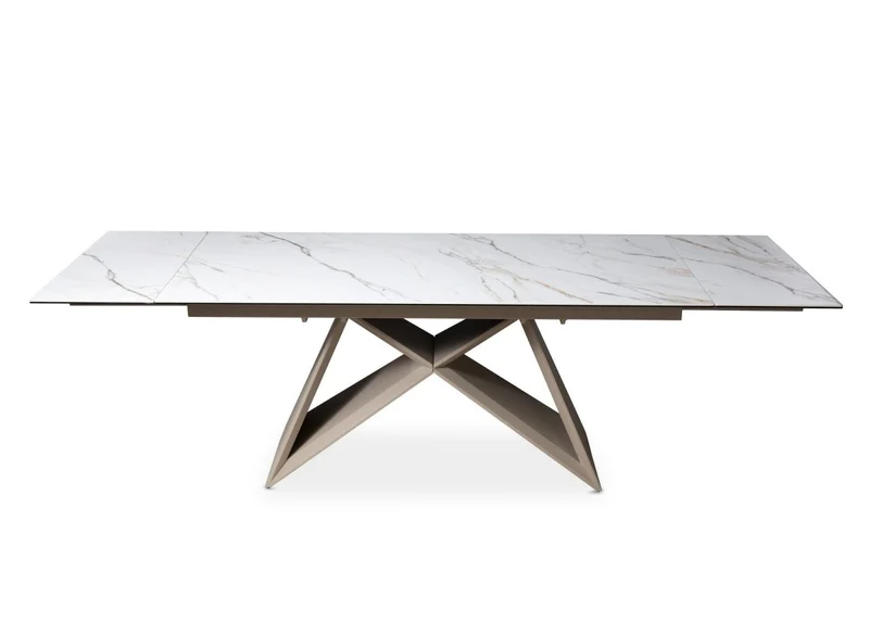 Tavolo da pranzo allungabile in ceramica bianca effetto marmo GABRIEL