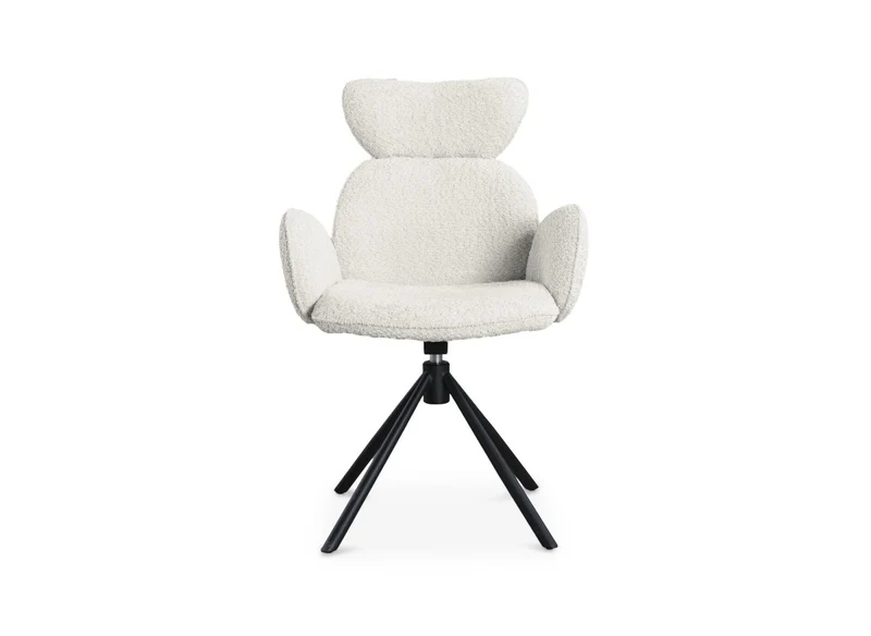 Set di 2 sedie girevoli con braccioli in tessuto beige effetto montone MAGY