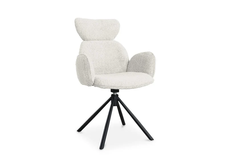 Set di 2 sedie girevoli con braccioli in tessuto beige effetto montone MAGY