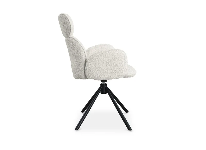 Set di 2 sedie girevoli con braccioli in tessuto beige effetto montone MAGY