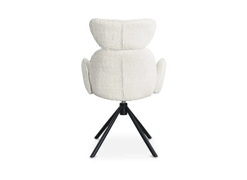Set di 2 sedie girevoli con braccioli in tessuto beige effetto montone MAGY