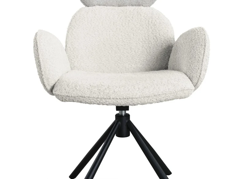 Set di 2 sedie girevoli con braccioli in tessuto beige effetto montone MAGY