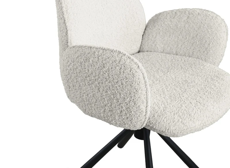 Set di 2 sedie girevoli con braccioli in tessuto beige effetto montone MAGY
