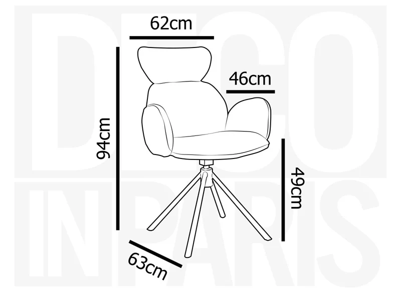 Set di 2 sedie girevoli con braccioli in tessuto beige effetto montone MAGY