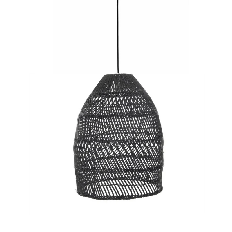 Lámpara de techo mimbre natural trenzada Claudine D.50 negra