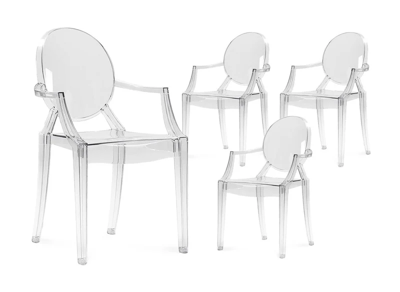 Set di 4 sedie in plexi trasparente con braccioli TOLGA