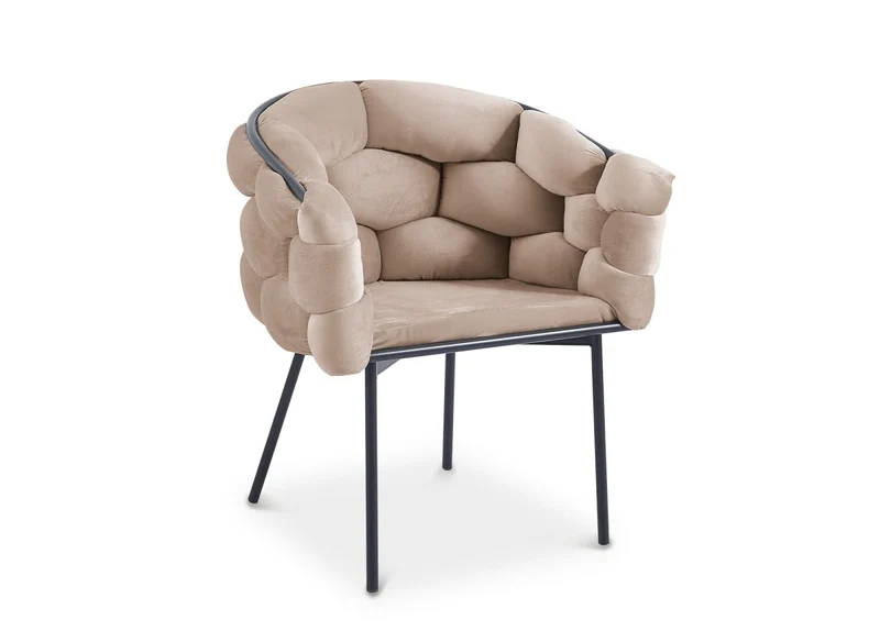 Set di 2 sedie in velluto tortora con gambe in metallo nero CHARLOTTE