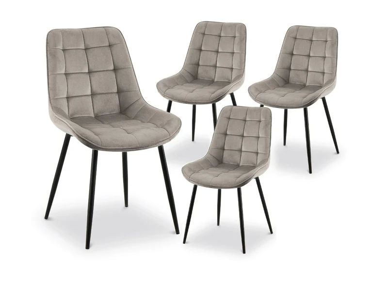Set di 4 sedie imbottite in velluto beige SOREN