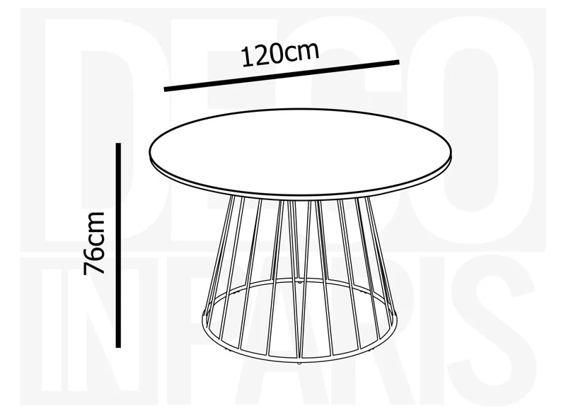 Tavolo da pranzo rotondo effetto marmo bianco base in metallo nero STELLA