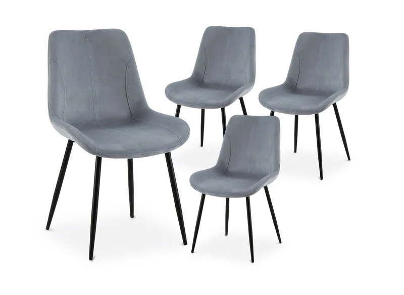 Set di 4 sedie in velluto grigio THARA