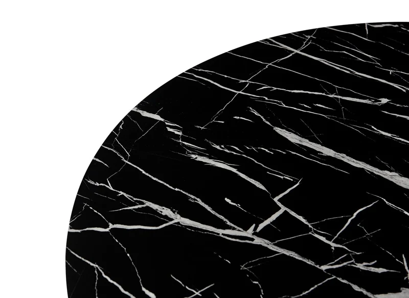 Tavolo da pranzo rotondo effetto marmo nero base in metallo nero STELLA