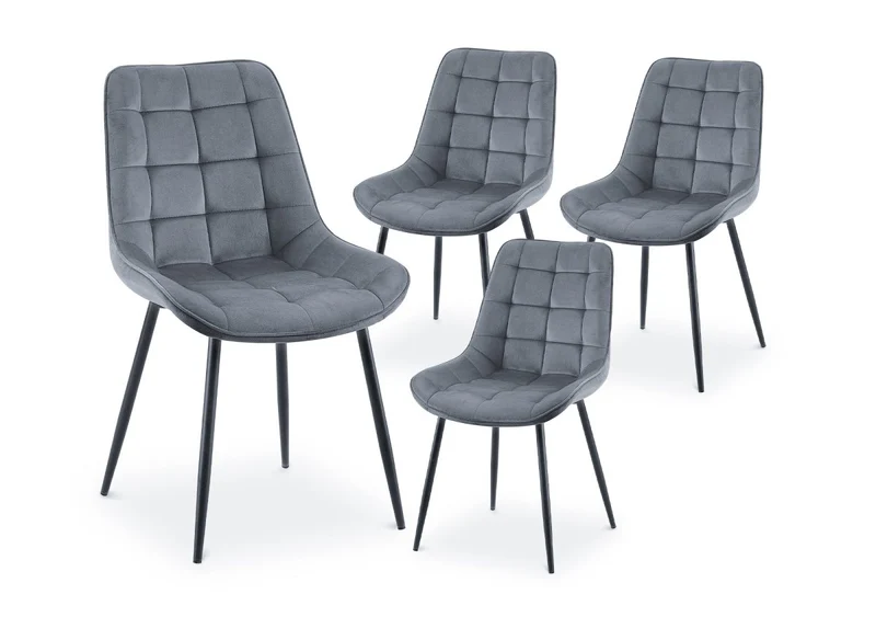 Set di 4 sedie imbottite in velluto grigio SOREN
