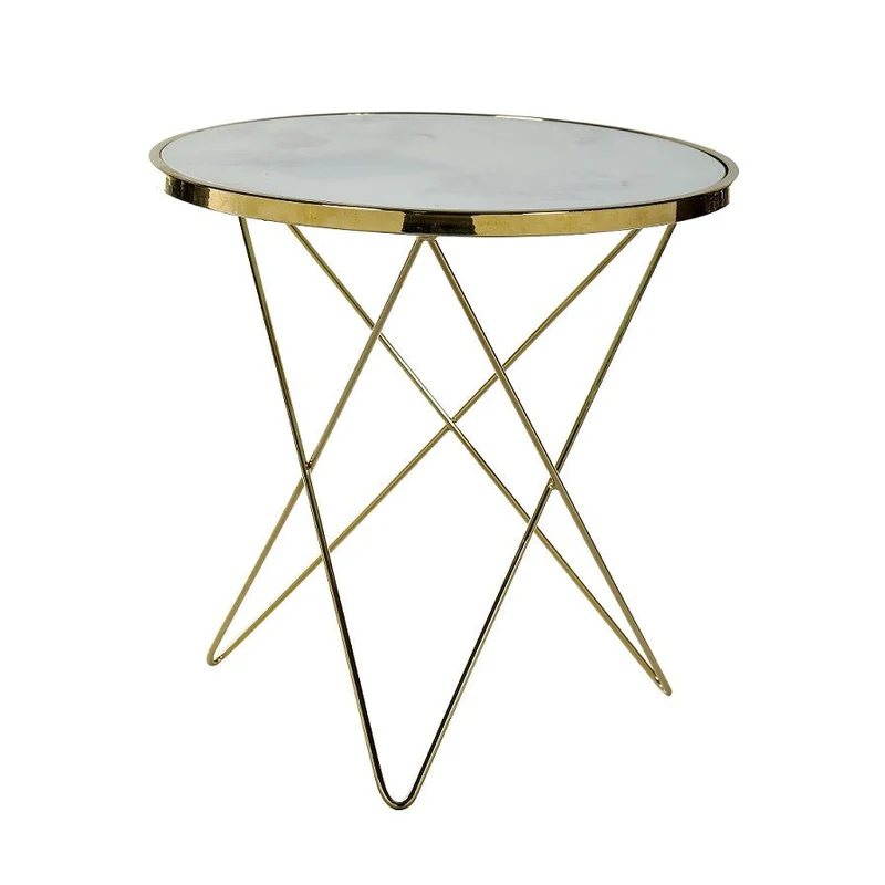Mesa auxiliar cristal templado y acero dorado Alain