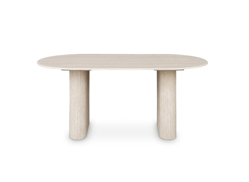 Tavolo da pranzo ovale in marmo composito beige a 6 posti 180 cm ELMA