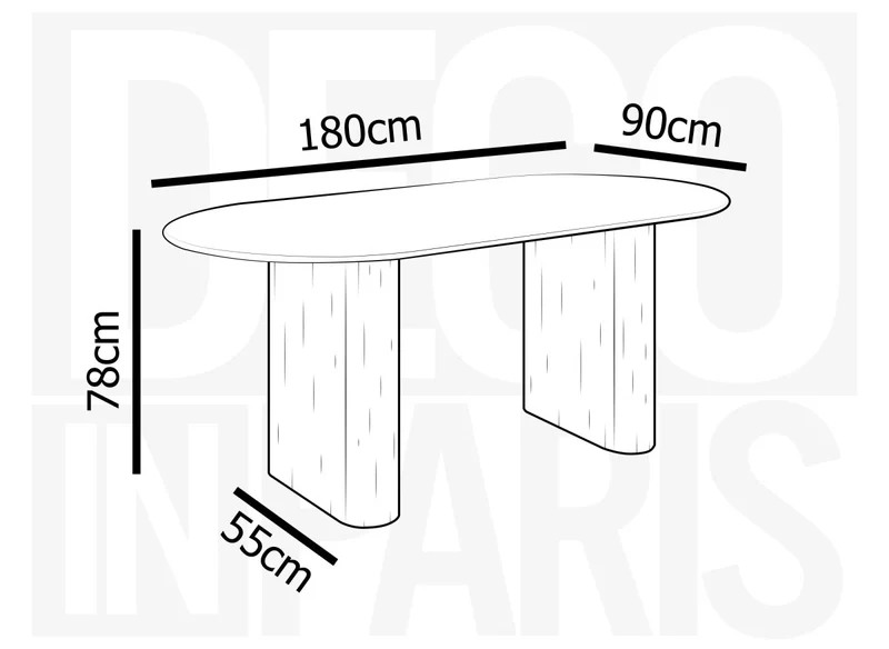 Tavolo da pranzo ovale in marmo composito beige a 6 posti 180 cm ELMA