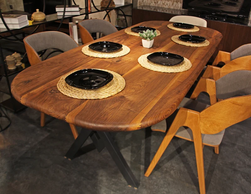Mid Century - Live Edge Dining Table Solid Acasia Wood / Chair (Optional)