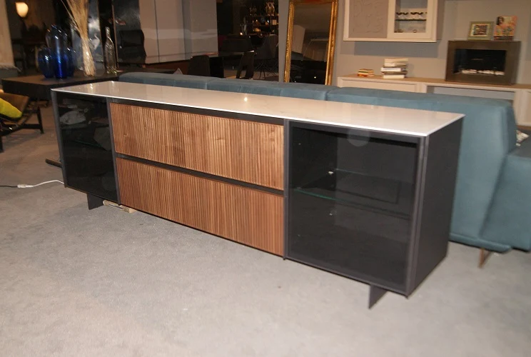Madia Living System Design by Novamobili in Laccato Grigio Scontata Offerta Outlet