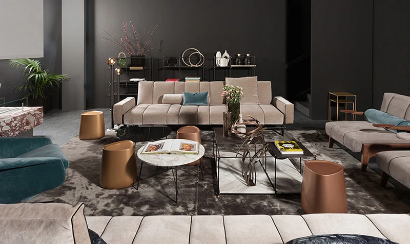 Divano moderno design "Italo" By Vibieffe in pelle martellata Scontato Outlet