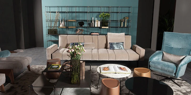 Divano moderno design "Italo" By Vibieffe in pelle martellata Scontato Outlet
