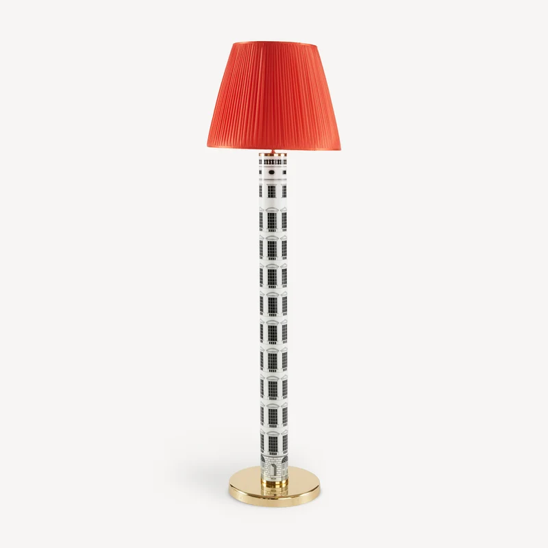 Conical lampshade in pleated fabric