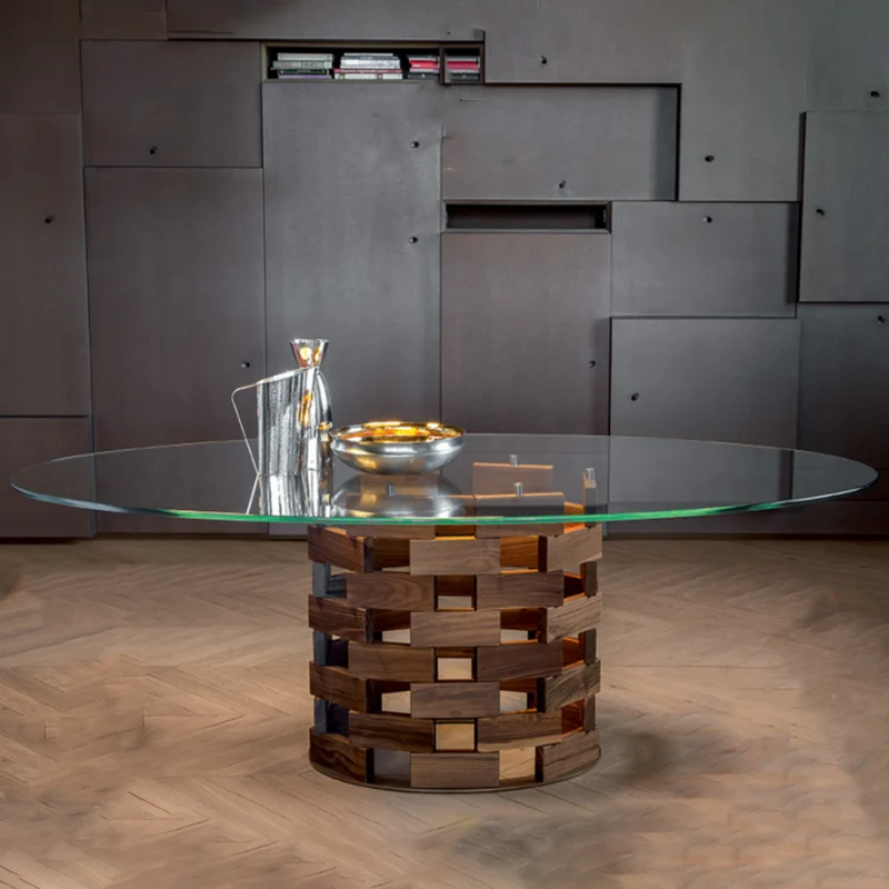 Colosseo Round Dining Table – Solid Walnut Base | Tonin Casa Luxury Design