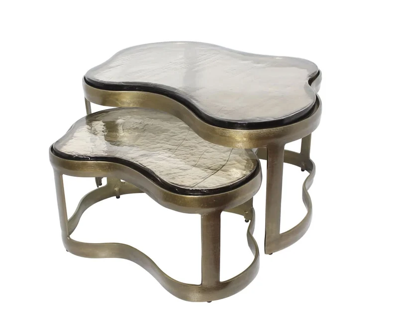 Richmond Interiors – Couchtisch-Set Fairfield Brass Antique (2er-Set)