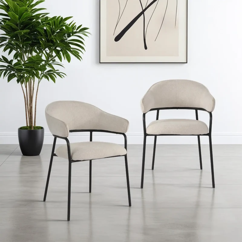 Bakla - Set 2 sedie design da soggiorno bianco perla