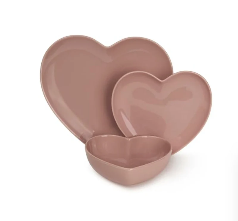 Piatti in ceramica New Bone sfusi a Cuore - Rosa