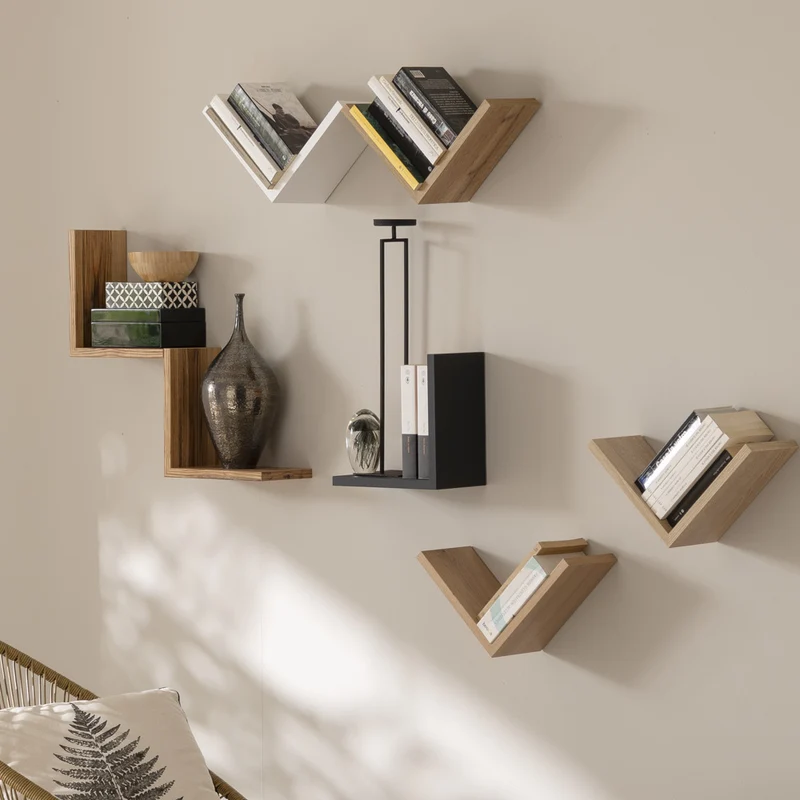 Mensola a parete a V effetto rovere Sonoma 25x25 cm – Ali